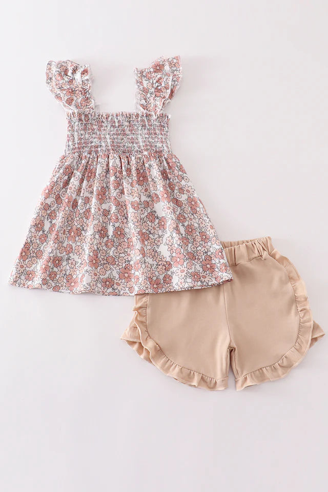 FLORAL SMOCKED SET