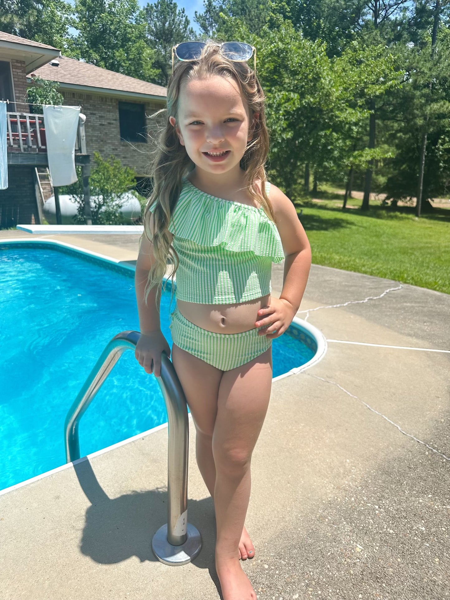 KELLY GREEN SEERSUCKER TANKINI